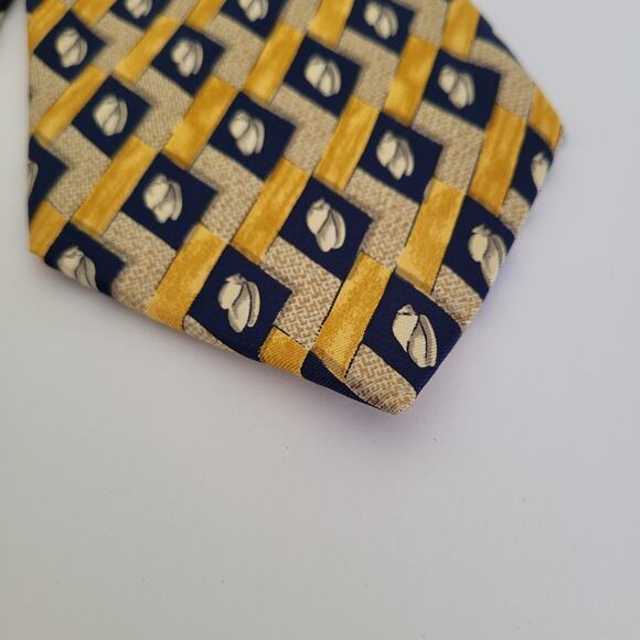 Dunhill Men's Neck Tie Made In Italy Designer Silk Yello Blue Geometric Classic - Picture 4 of 5